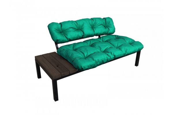 Диван Дачный со столиком зелёная подушка