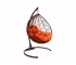 Подвесное кресло Кокон Капля ротанг каркас коричневый-подушка оранжевая