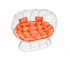 Подвесной диван Кокон Лежебока на подставке каркас белый-подушка оранжевая