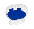 Подвесной диван Кокон Лежебока на подставке каркас белый-подушка синяя