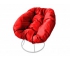 Кресло Пончик без ротанга каркас белый-подушка красная
