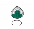 Подвесное кресло Кокон XL ротанг каркас черный-подушка зелёная