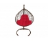 Подвесное кресло Кокон XL ротанг каркас коричневый-подушка красная