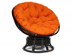 Кресло-качалка Papasan w 23/01 B с подушкой Antique brown, ткань Оранжевый