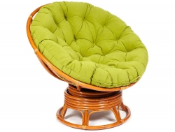 Кресло-качалка Papasan w 23/01 B с подушкой Cognac, флок Олива