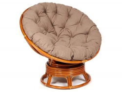 Кресло-качалка Papasan w 23/01 B с подушкой Cognac, экошерсть Коричневый