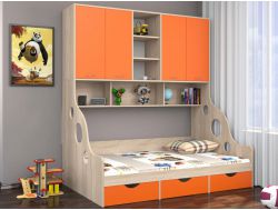 Кровать с антресолью Дельта-21.11 оранжевая