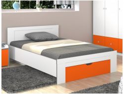 Кровать Дельта-19.02 Сильвер белая с оранжевым