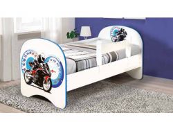 Кровать детская с фотопечатью без ящика Мотоцикл