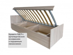 Кровать ЛДСП с ПМ и прямой спинкой 800*2000 мм
