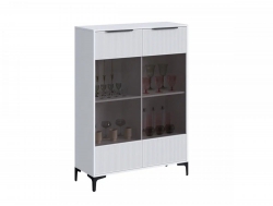 Шкаф со стеклом МС Кимберли Белый/Белый Глянец