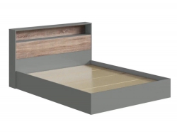 Кровать Люмьер 1600 с основанием ДСП Шиншилла Серая/Дуб Сонома