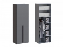 Шкаф 2-створчатый со штангой и полками МС Люмьер Графит