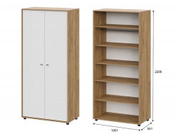 Шкаф двухстворчатый Милан Дуб Золотой/Белый Матовый