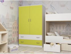 Шкаф двухстворчатый ярофф белый-лайм