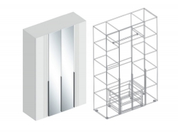 Шкаф Вита 4-створки с зеркалом белый лофт