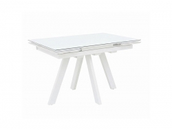 Стол раздвижной Ницца белый матовый шагрень/белый муар