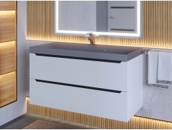 Тумба с раковиной Uperwood Tanos-Classic Quartz  белая графит/бетон 100 см