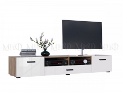 Тумба ТВ Нэнси New МДФ 2 двери 1 ящик Белый глянец/Сонома