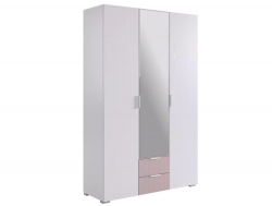 Шкаф трехдверный 109.02 Зефир белое дерево/пудра розовая